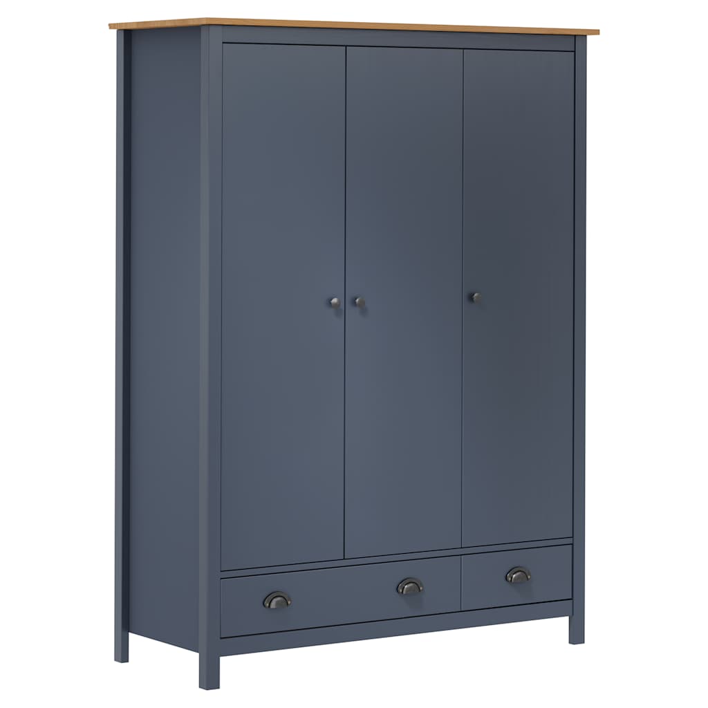 Trokrilni ormar Hill sivi 127 x 50 x 170 cm od masivne borovine