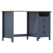 Radni stol Hill s 3 ladice sivi 120x50x74 cm masivna borovina
