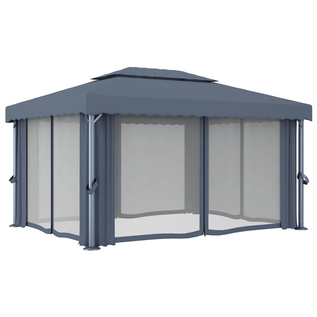 Sjenica sa zastorom 4 x 3 m antracit aluminijska