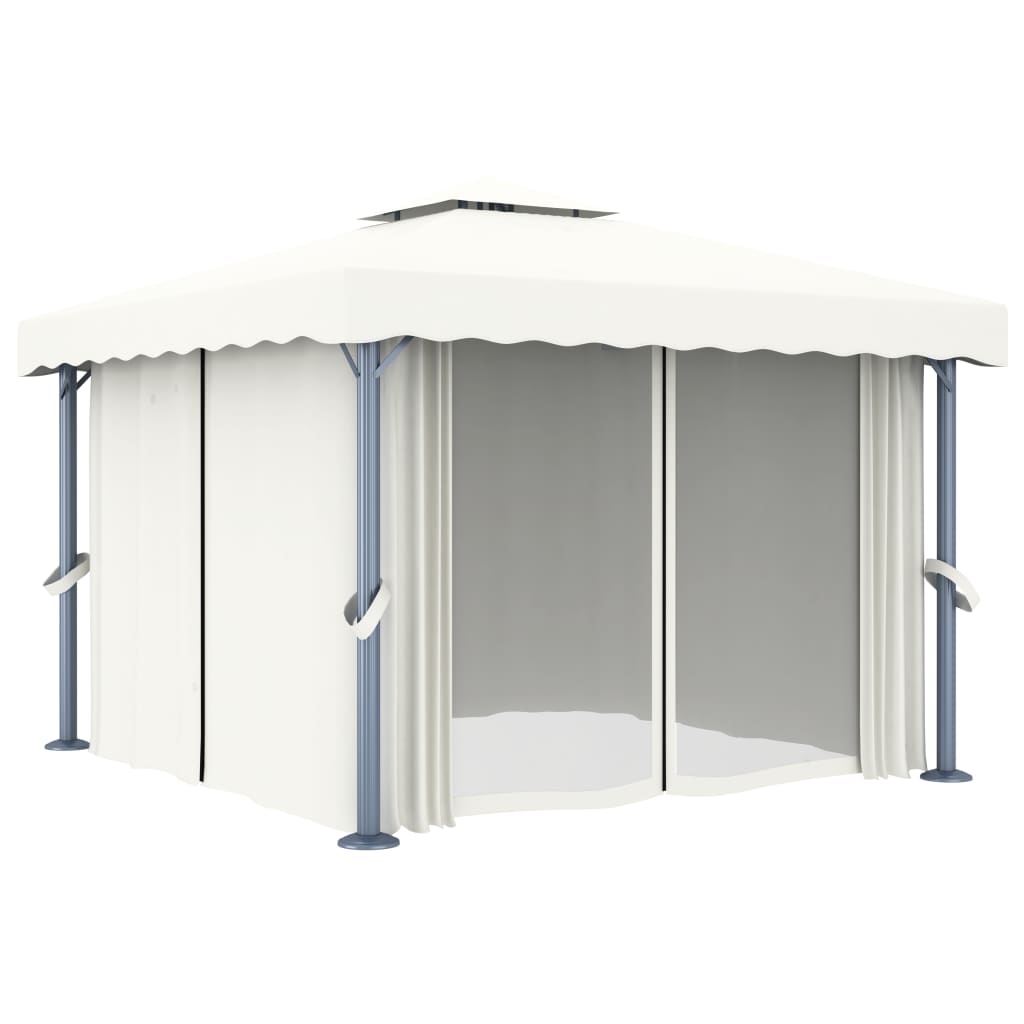 Sjenica sa zastorom 3 x 3 m krem bijela aluminijska