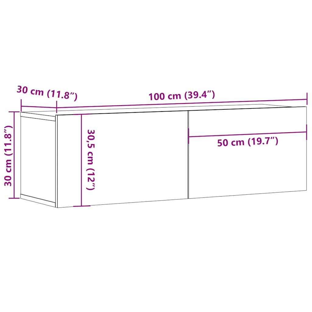 TV ormarić boja betona 100 x 30 x 30 cm od konstruiranog drva