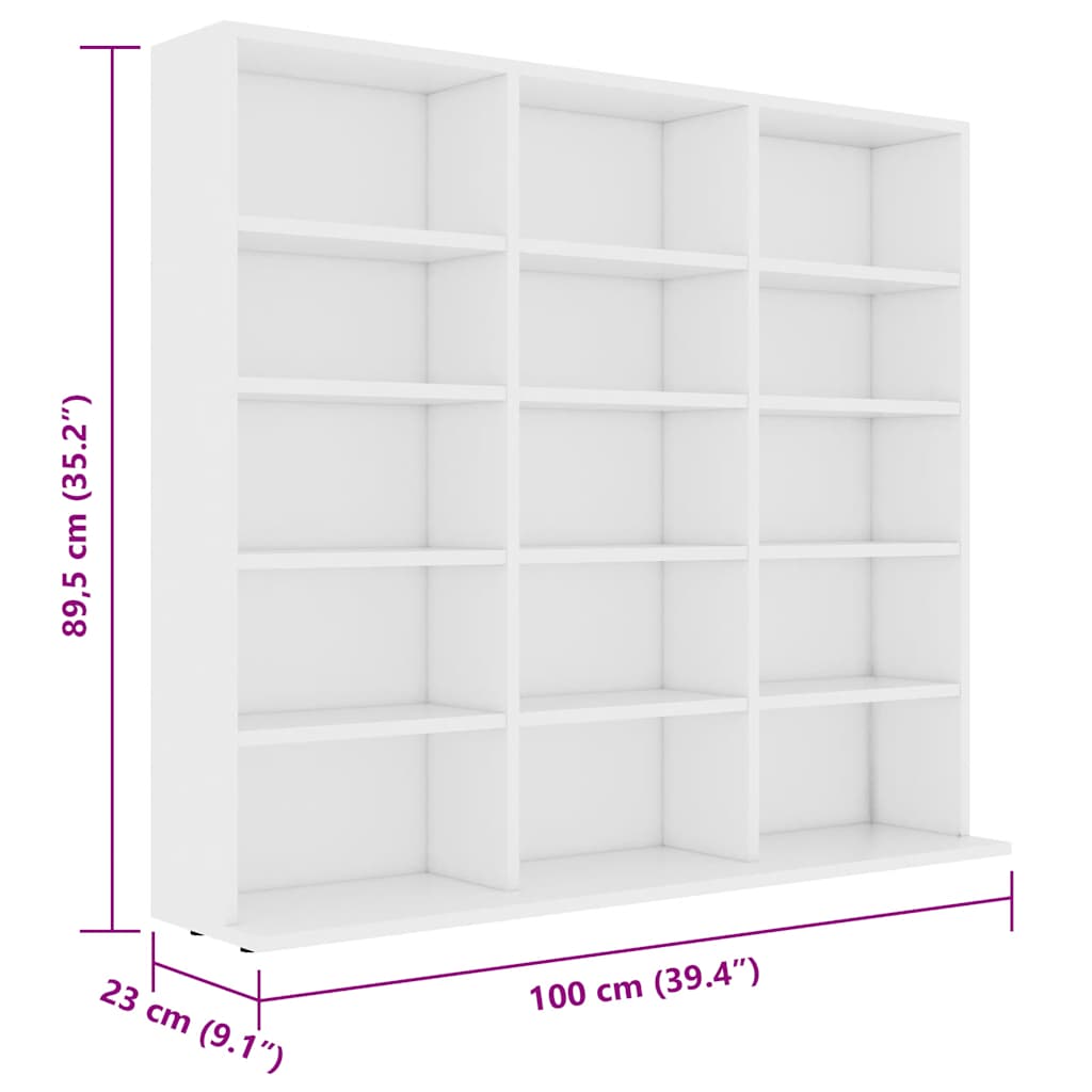 Ormarić za CD-ove bijeli 100 x 23 x 89,5 cm konstruirano drvo