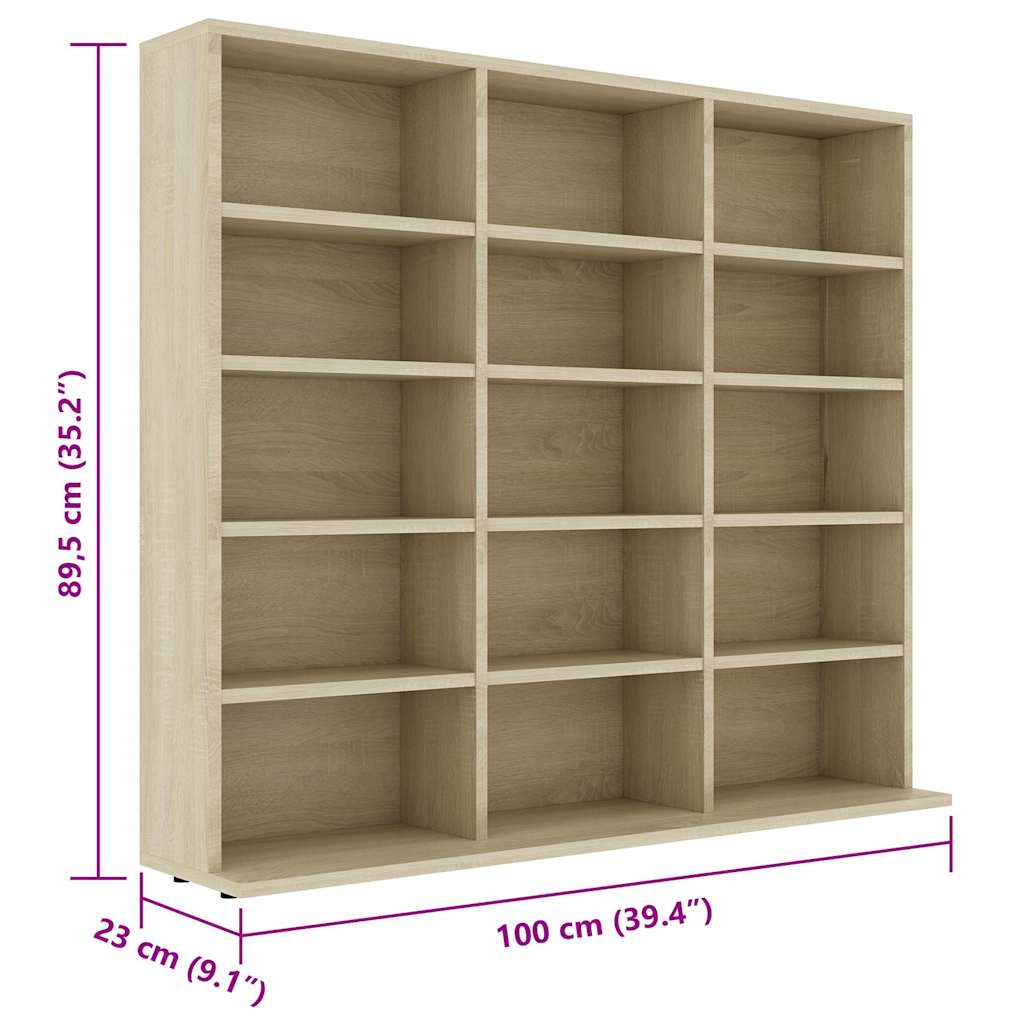 Ormarić za CD-ove boja hrasta 100x23x89,5 cm konstruirano drvo