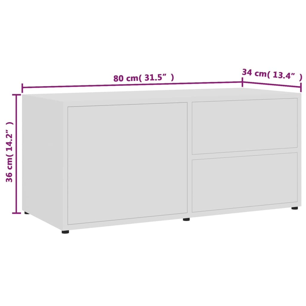TV ormarić bijeli 80 x 34 x 36 cm od konstruiranog drva