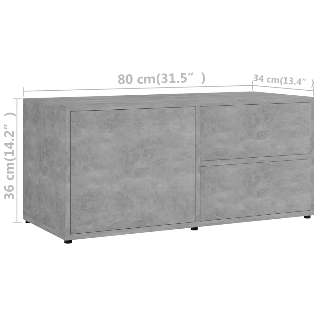TV ormarić siva boja betona 80 x 34 x 36 cm konstruirano drvo