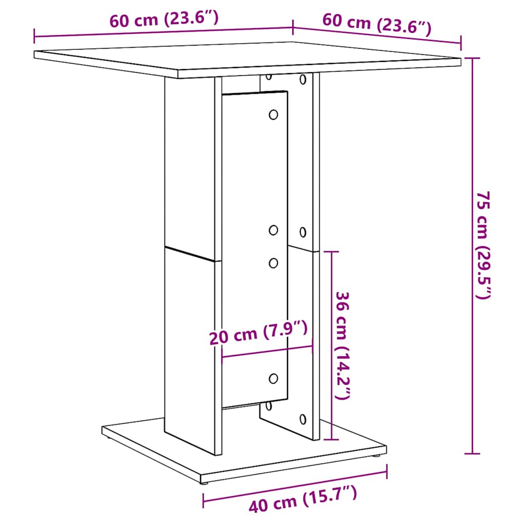 Bistro stol boja hrasta sonome 60x60x75 cm konstruirano drvo