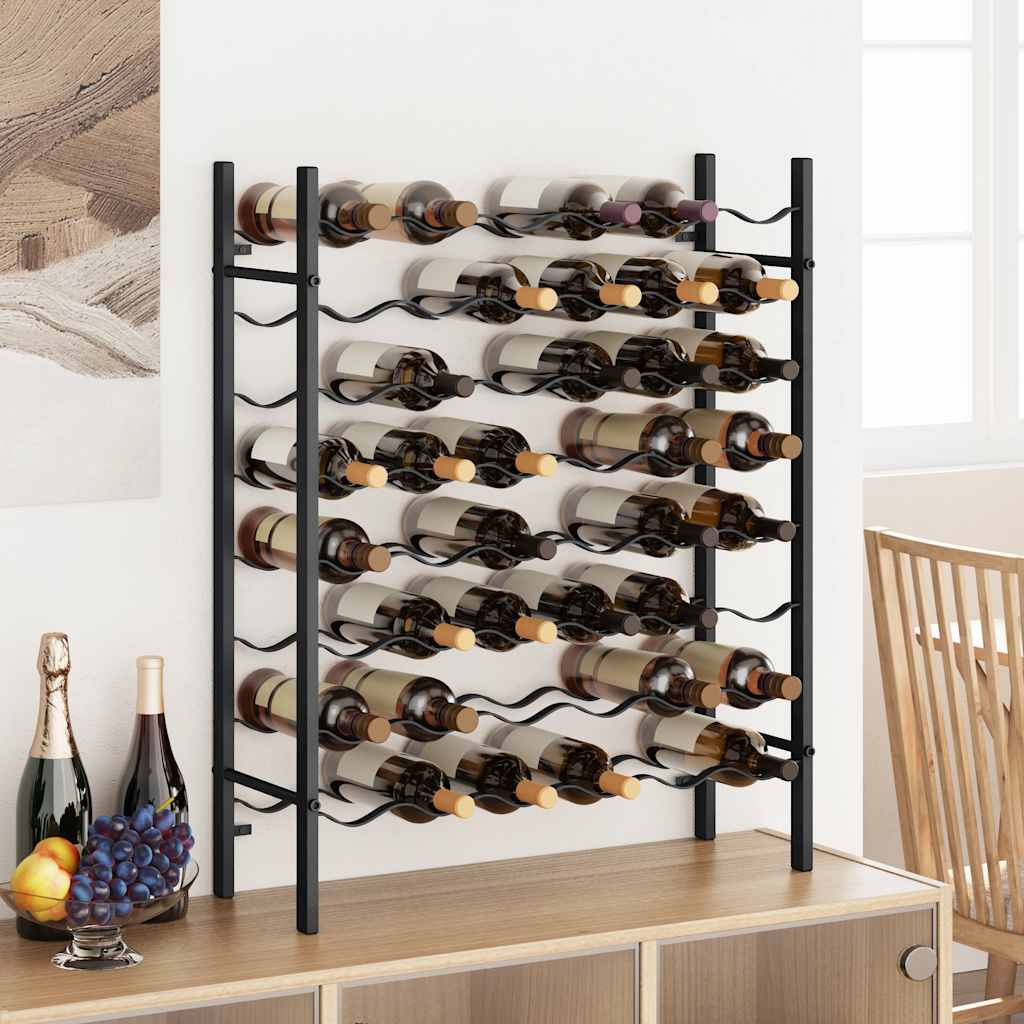 Stalak za vino za 48 boca crni metalni