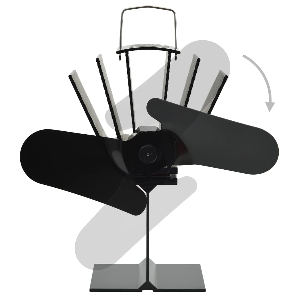 Ventilator za peć na toplinski pogon s 2 lopatice crni