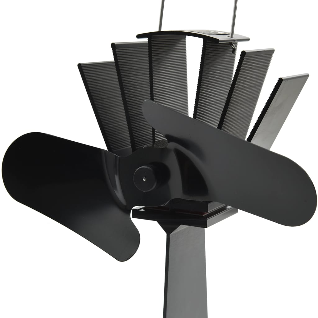 Ventilator za peć na toplinski pogon s 2 lopatice crni