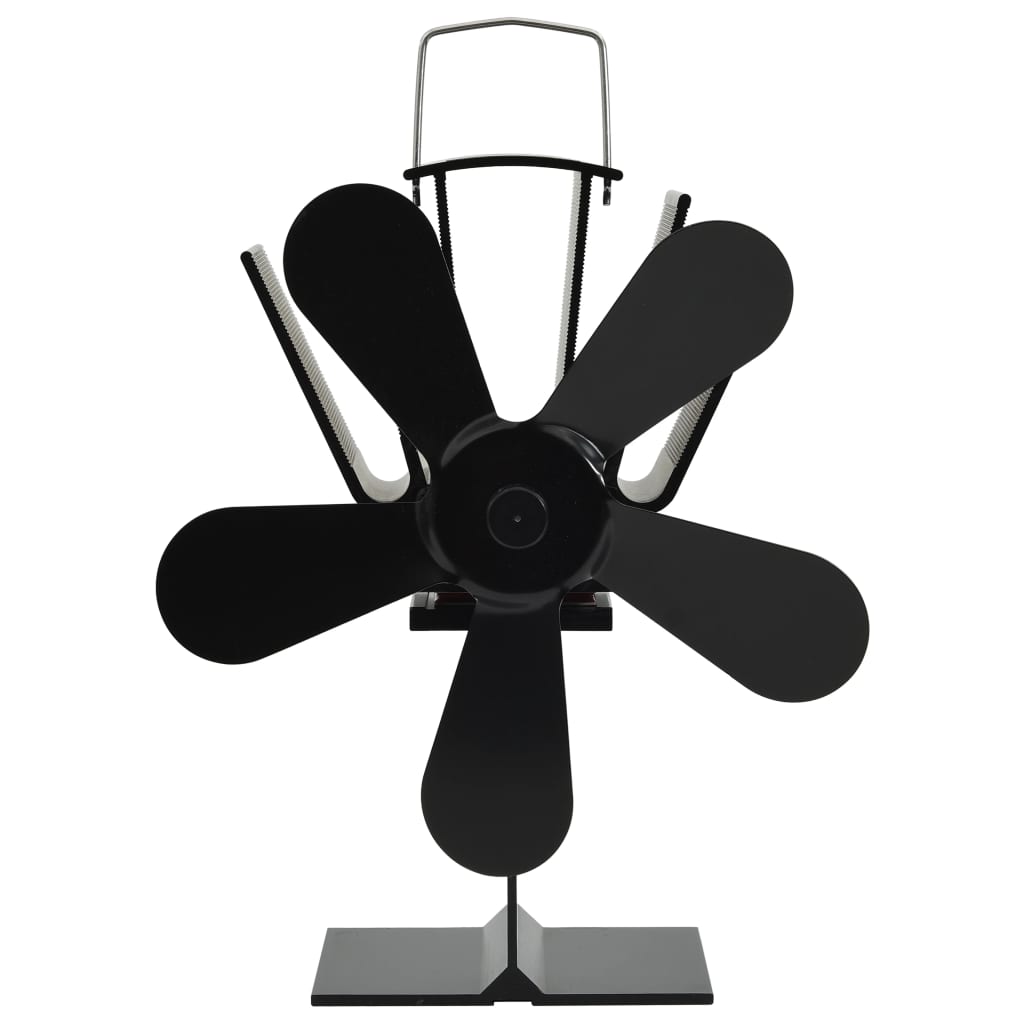 Ventilator za peć na toplinski pogon s 5 lopatica crni