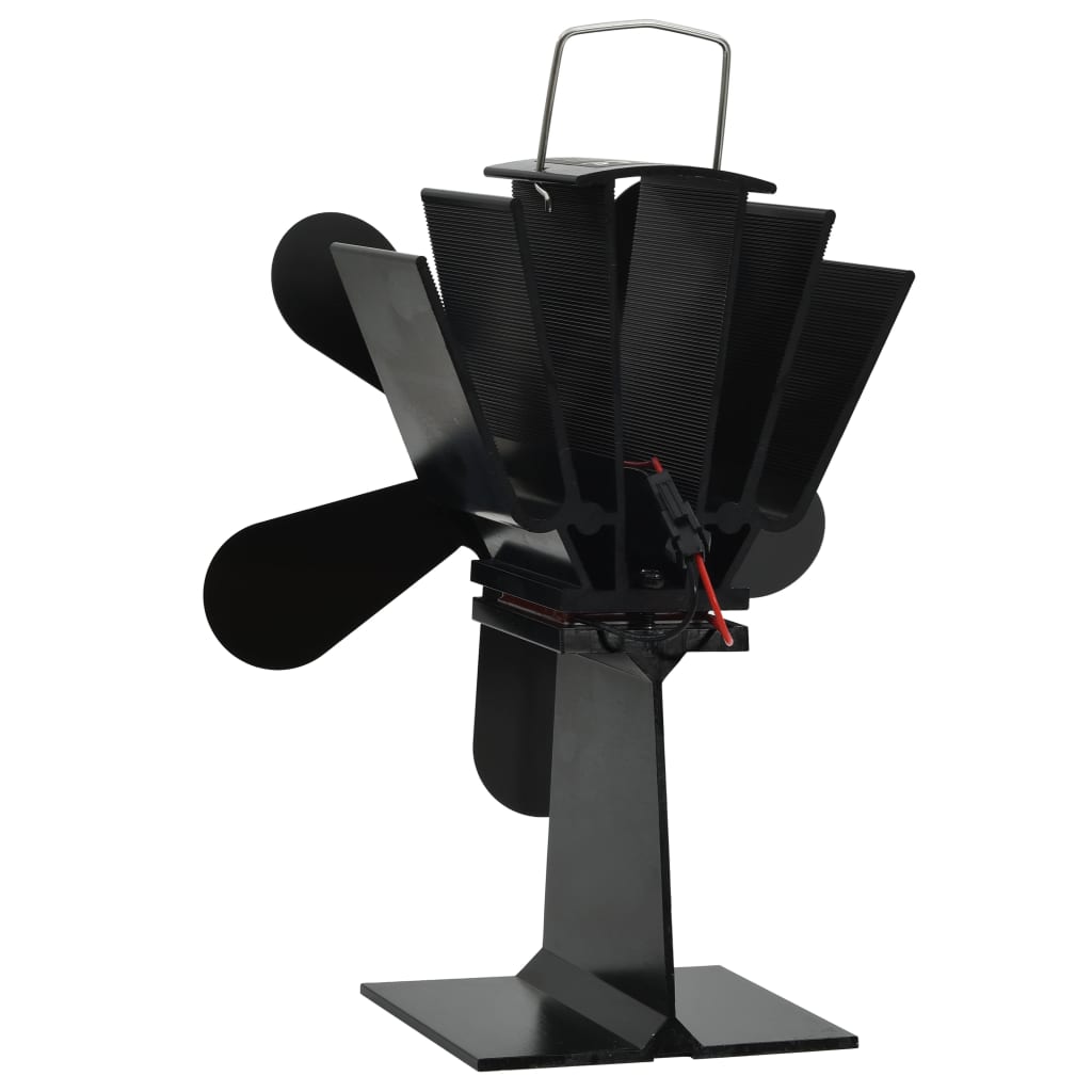 Ventilator za peć na toplinski pogon s 5 lopatica crni