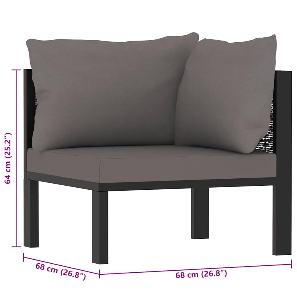 Modularna kutna sofa od poliratana s lijevim naslonom antracit