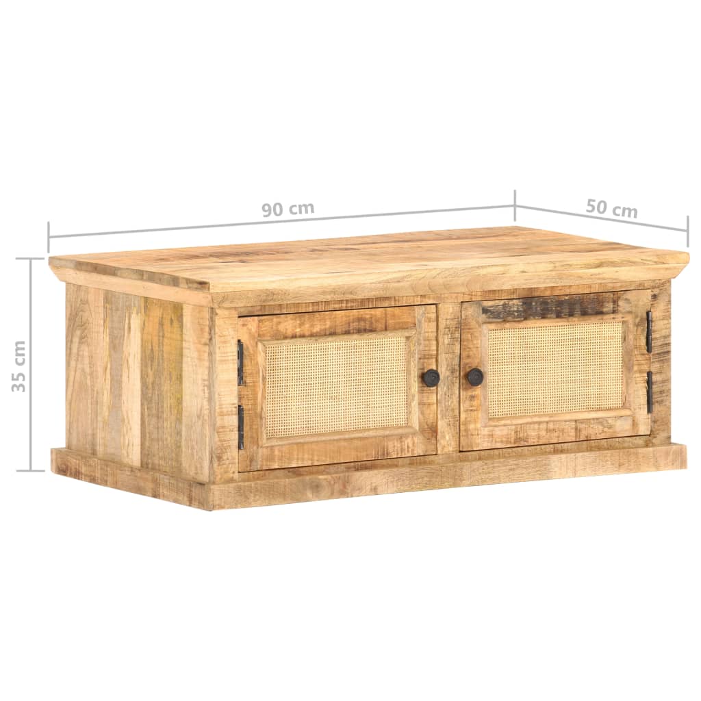 Stolić za kavu 90x50x35 cm masivno drvo manga i prirodna trska