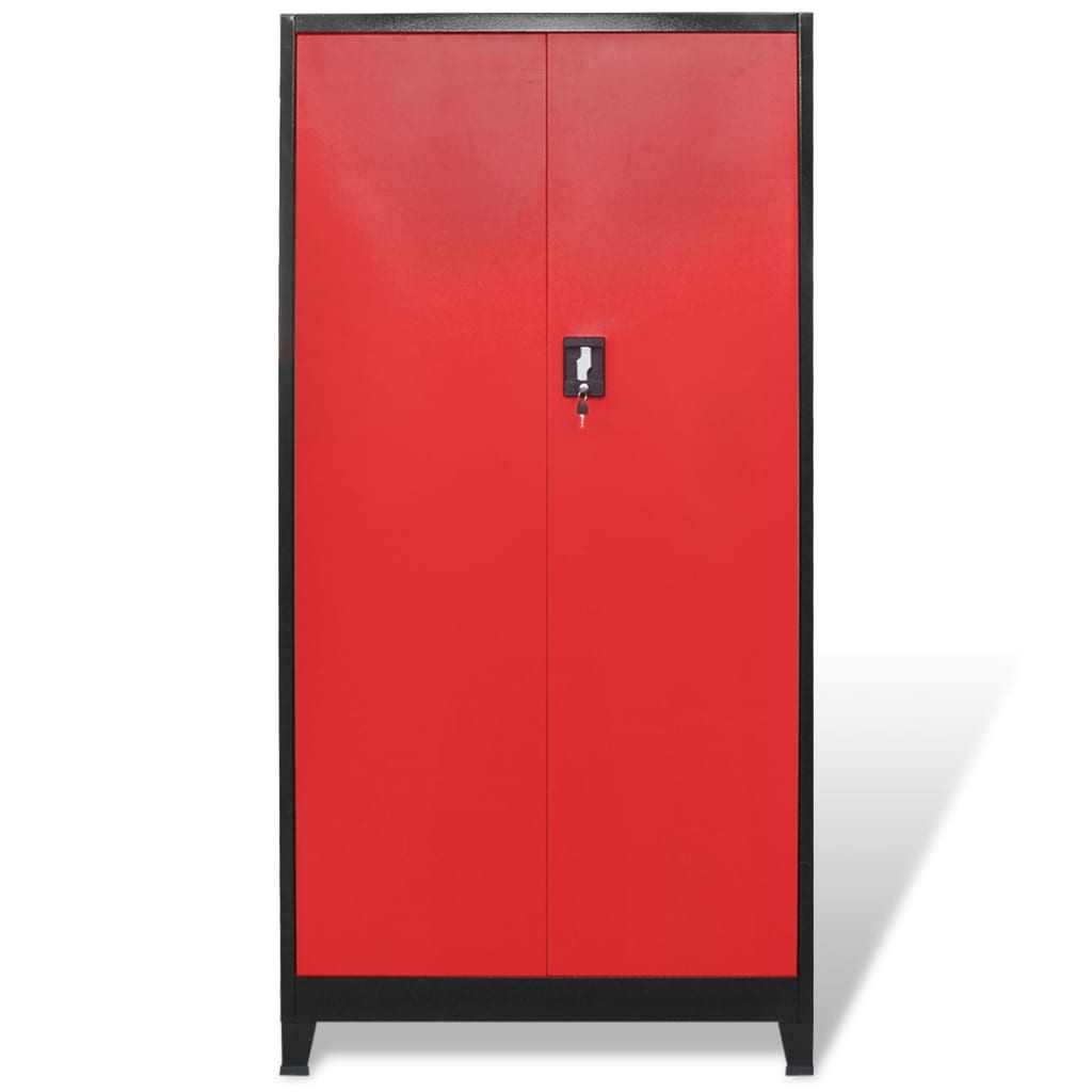 Ormar za alat s kutijom čelični 90 x 40 x 180 cm crveno-crni