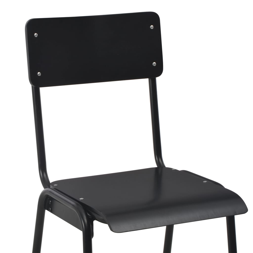 Barski stolci od masivne iverice i čelika 6 kom crni