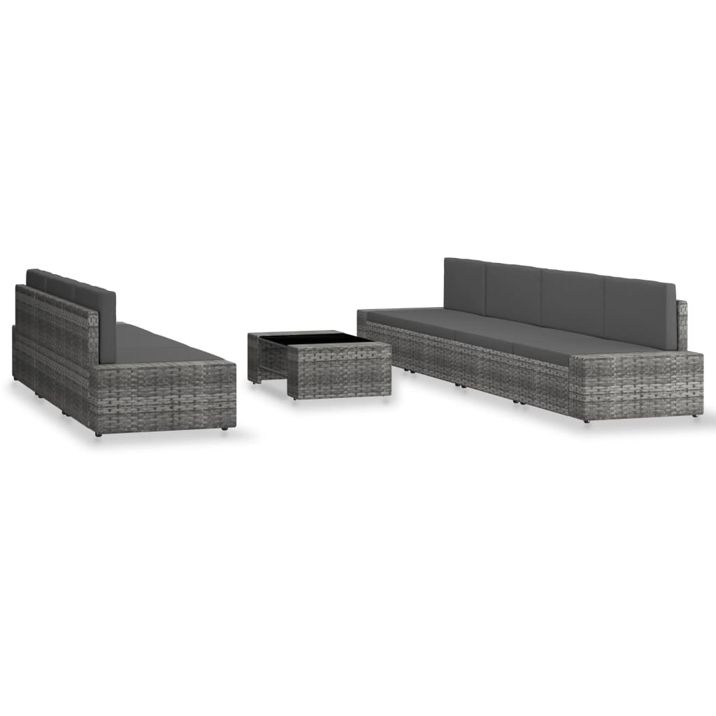 8-dijelna vrtna garnitura od poliratana siva