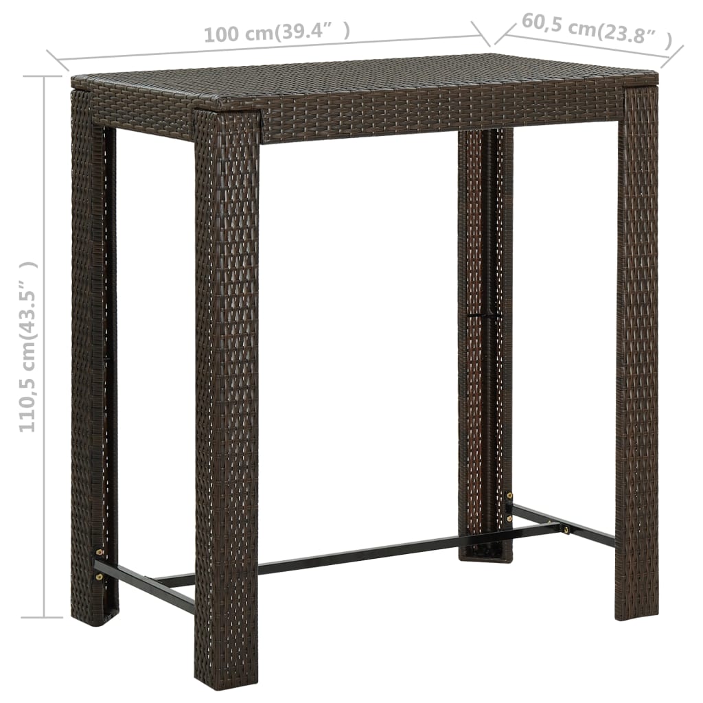 Vrtni barski stol smeđi 100 x 60,5 x 110,5 cm od poliratana