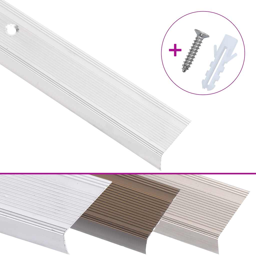 Rubnjaci za stepenice L-oblik 15 kom aluminijski 90 cm srebrni