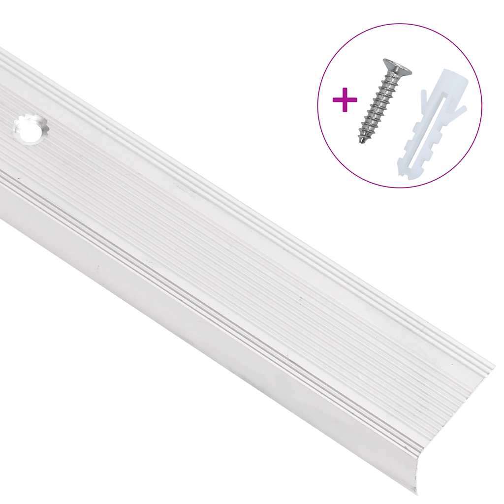 Rubnjaci za stepenice L-oblik 15 kom aluminijski 90 cm srebrni