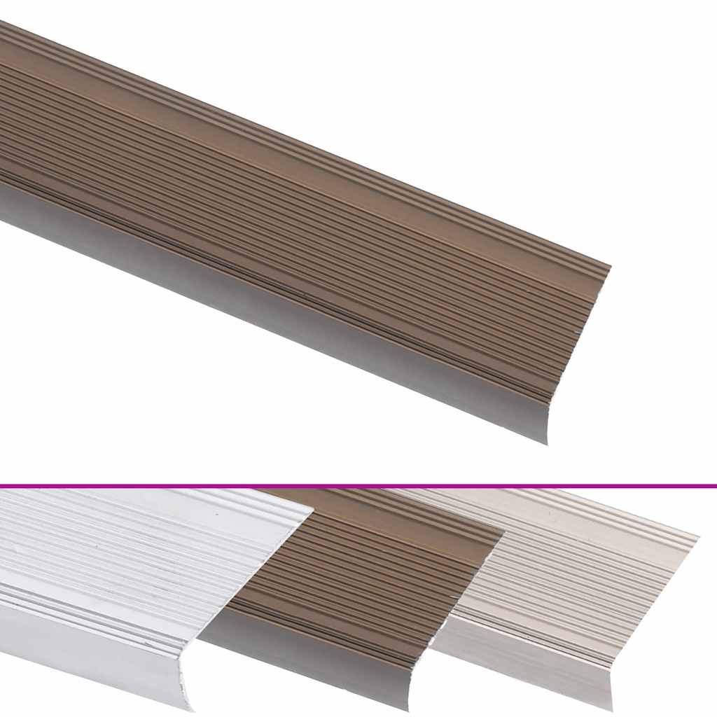 Rubnjaci za stepenice L-oblika 5 kom aluminijski 90 cm smeđi