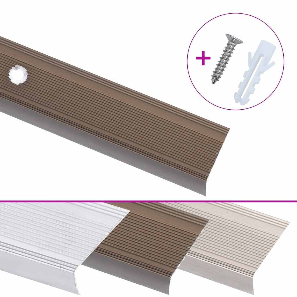 Rubnjaci za stepenice L-oblika 5 kom aluminijski 90 cm smeđi