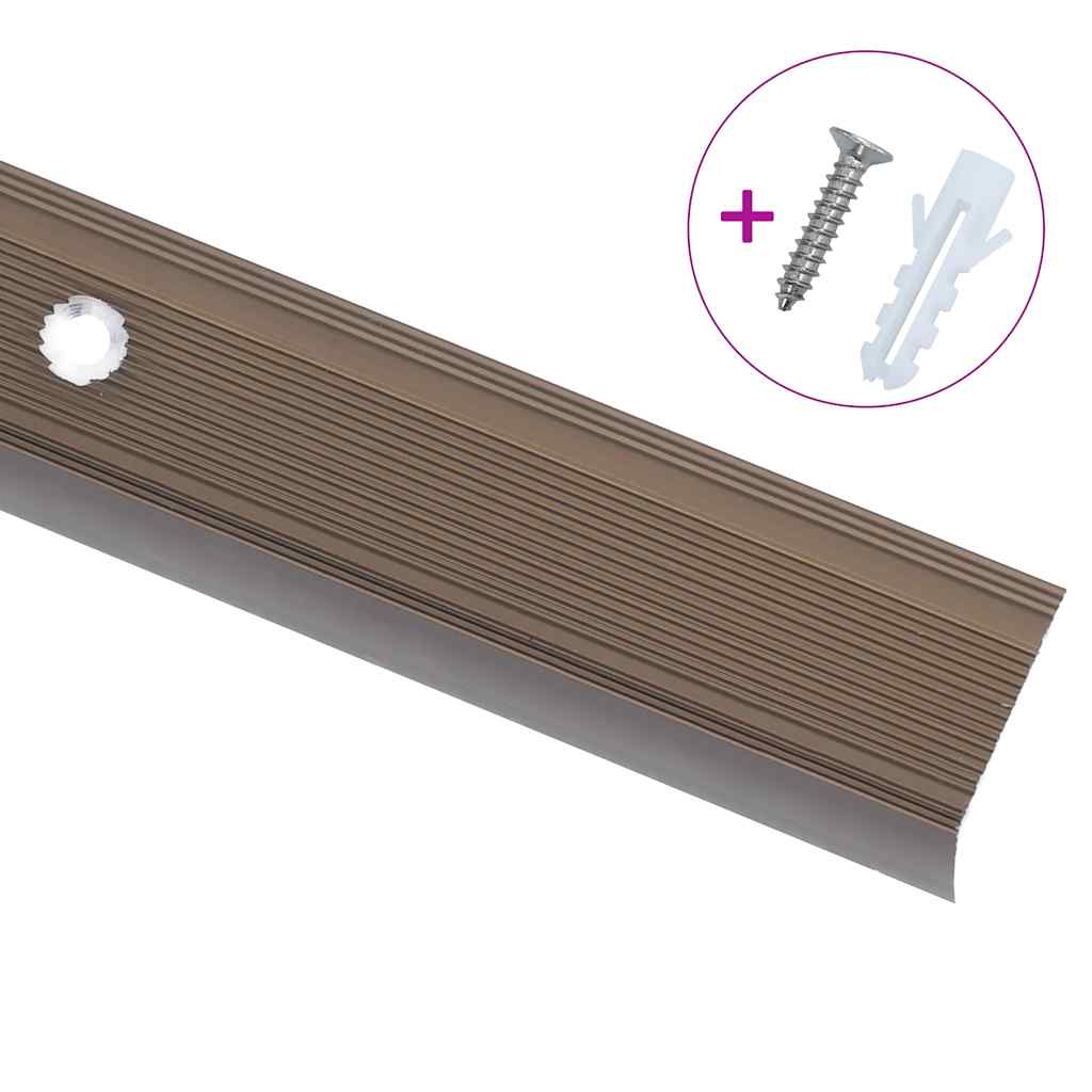 Rubnjaci za stepenice L-oblika 5 kom aluminijski 90 cm smeđi