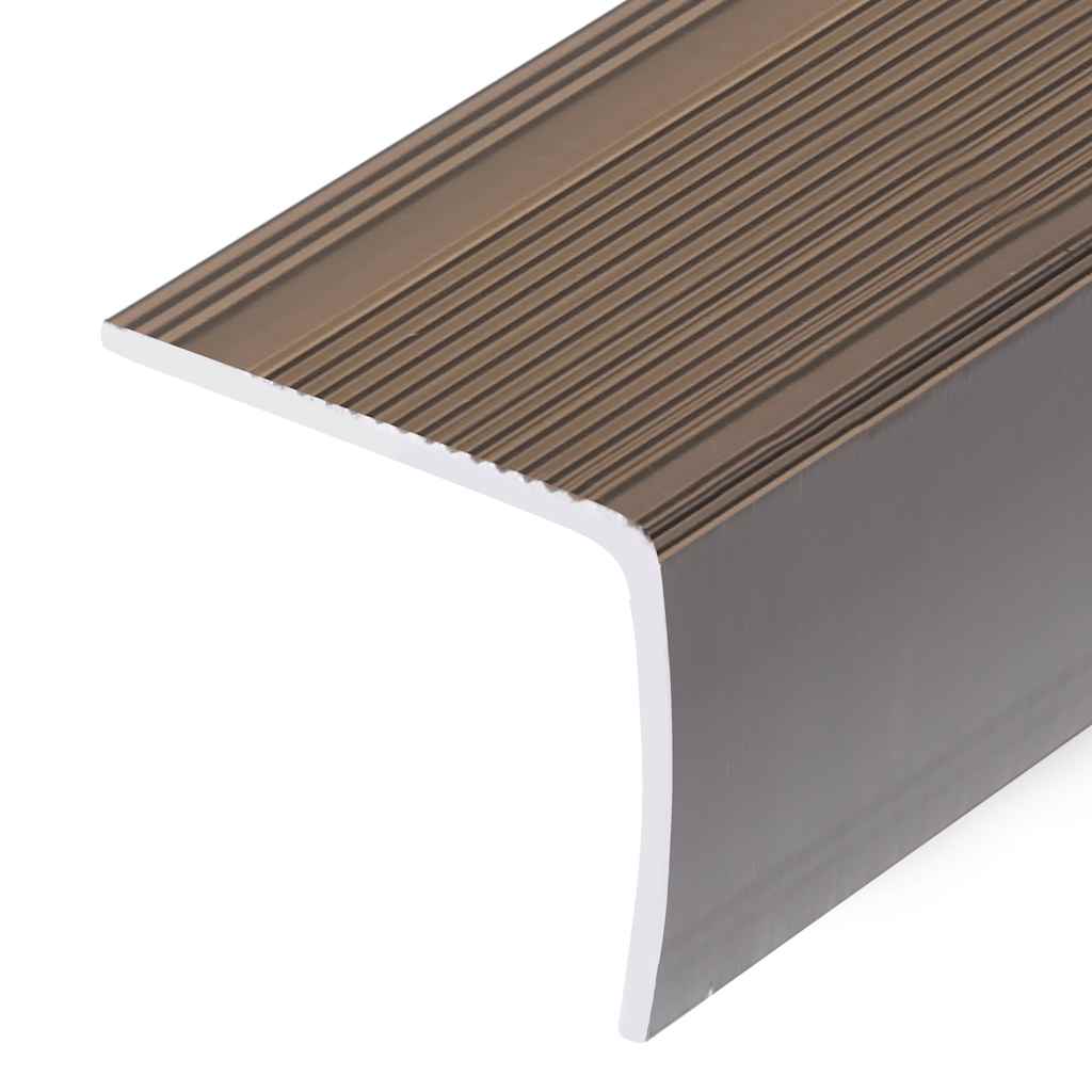 Rubnjaci za stepenice L-oblika 5 kom aluminijski 90 cm smeđi