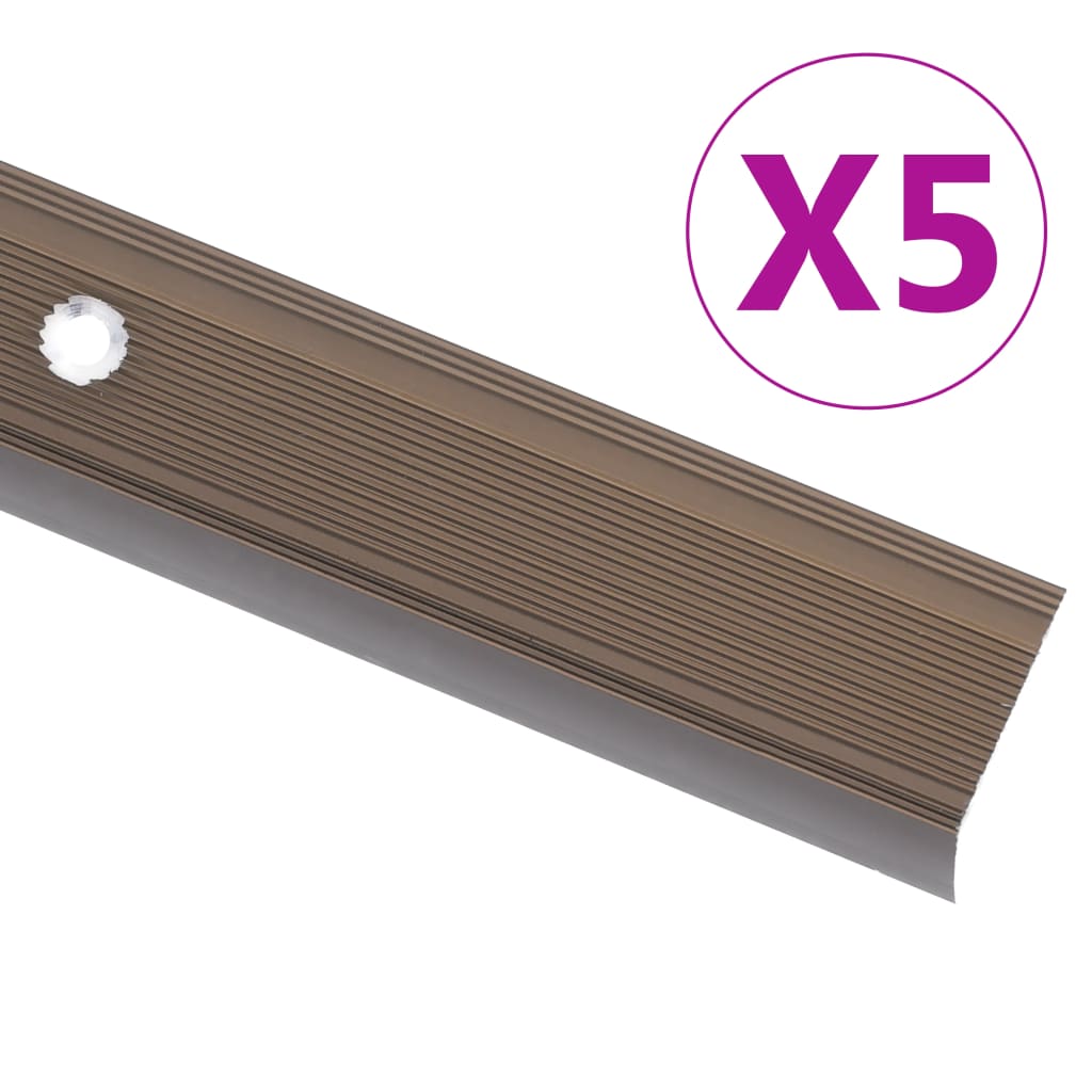 Rubnjaci za stepenice L-oblika 5 kom aluminijski 100 cm smeđi