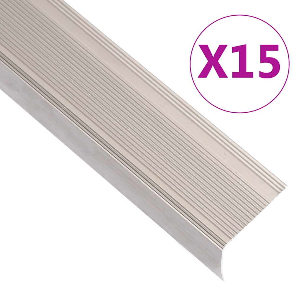 Rubnjaci za stepenice L-oblika 15 kom aluminijski 100 cm bež