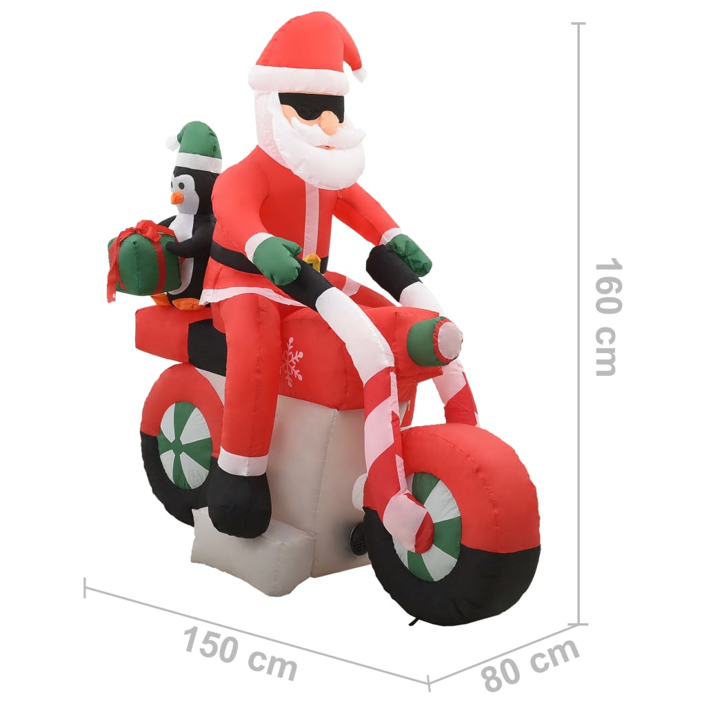 Djed Mraz na napuhavanje na motociklu LED IP44 160 cm