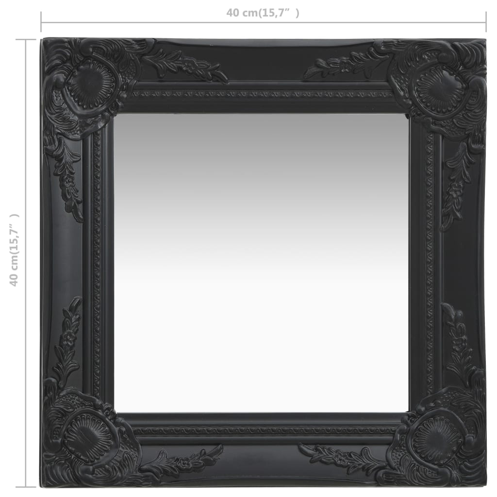 Zidno ogledalo u baroknom stilu 40 x 40 cm crno
