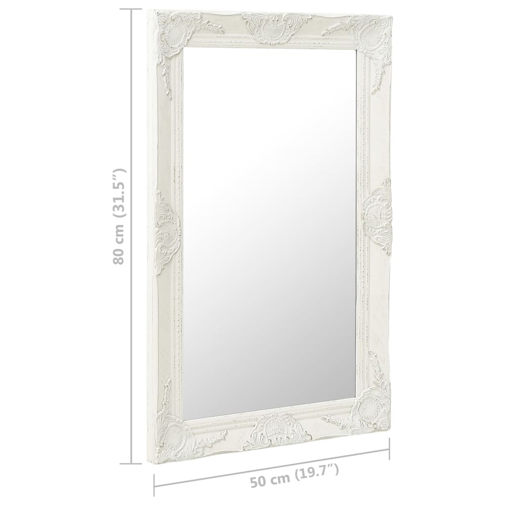 Zidno ogledalo u baroknom stilu 50 x 80 cm bijelo