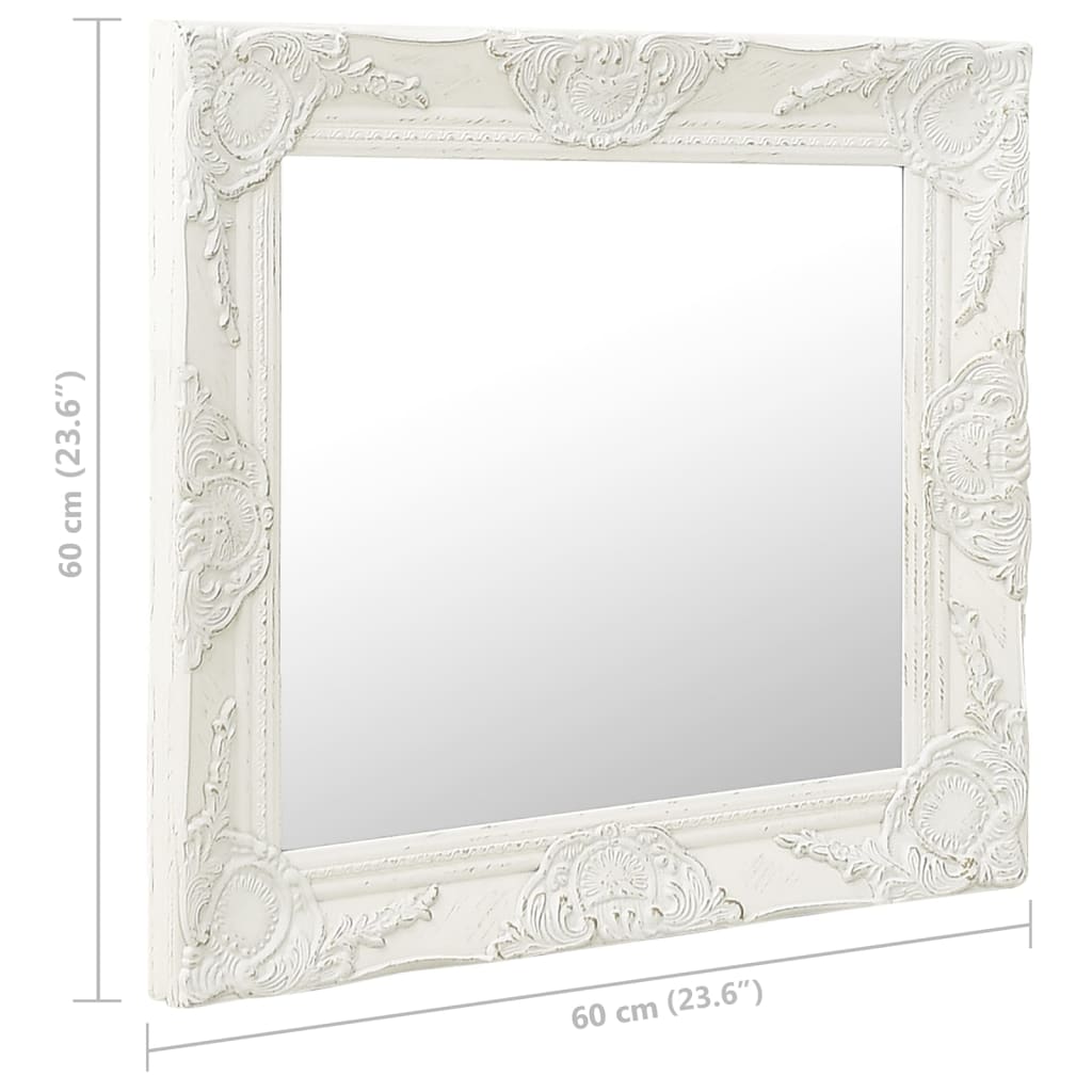 Zidno ogledalo u baroknom stilu 60 x 60 cm bijelo