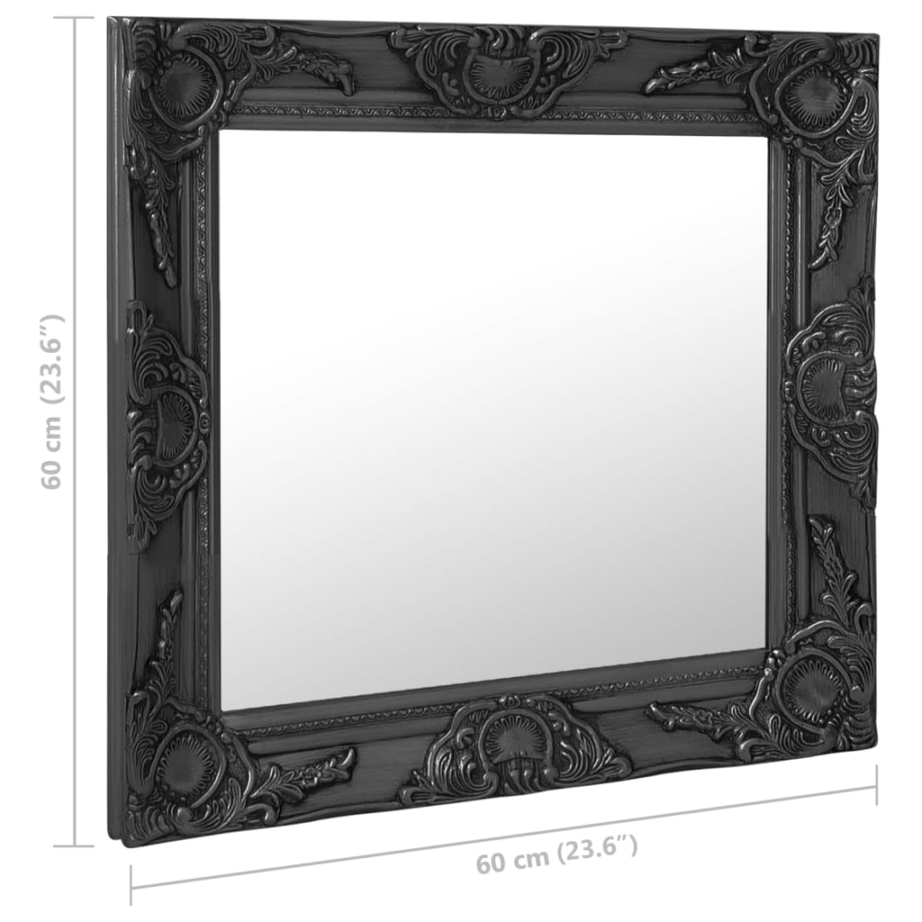 Zidno ogledalo u baroknom stilu 60 x 60 cm crno