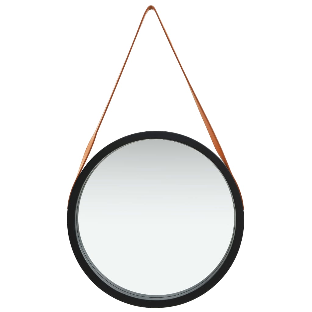 Zidno ogledalo s trakom 50 cm crno