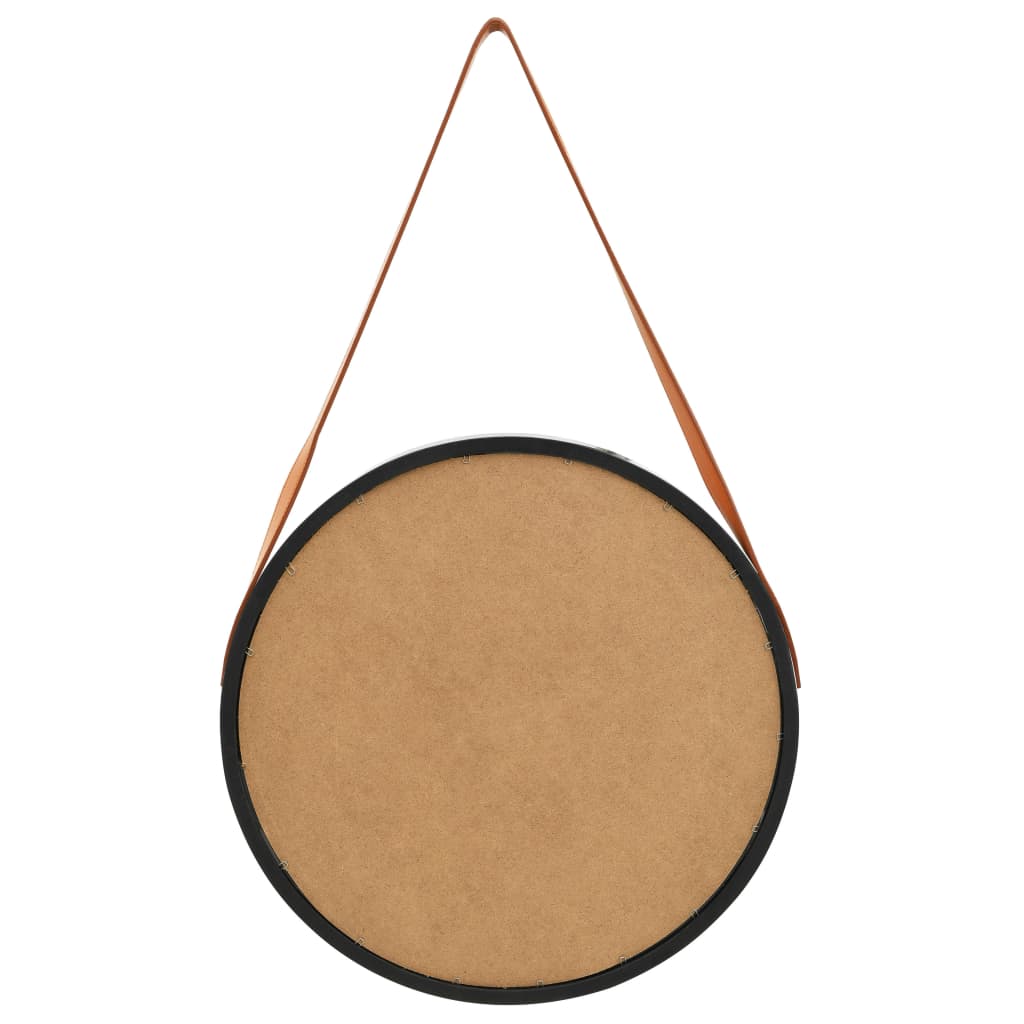 Zidno ogledalo s trakom 50 cm crno