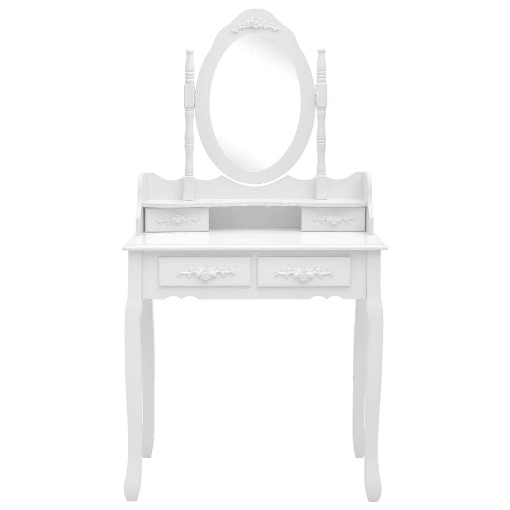 Toaletni stolić sa stolcem bijeli 75x69x140 cm drvo paulovnije