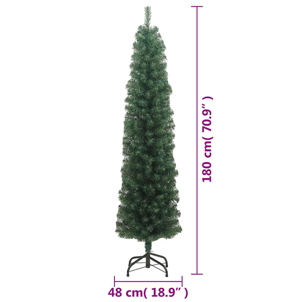 Tanko umjetno božićno drvce sa stalkom zeleno 180 cm PVC