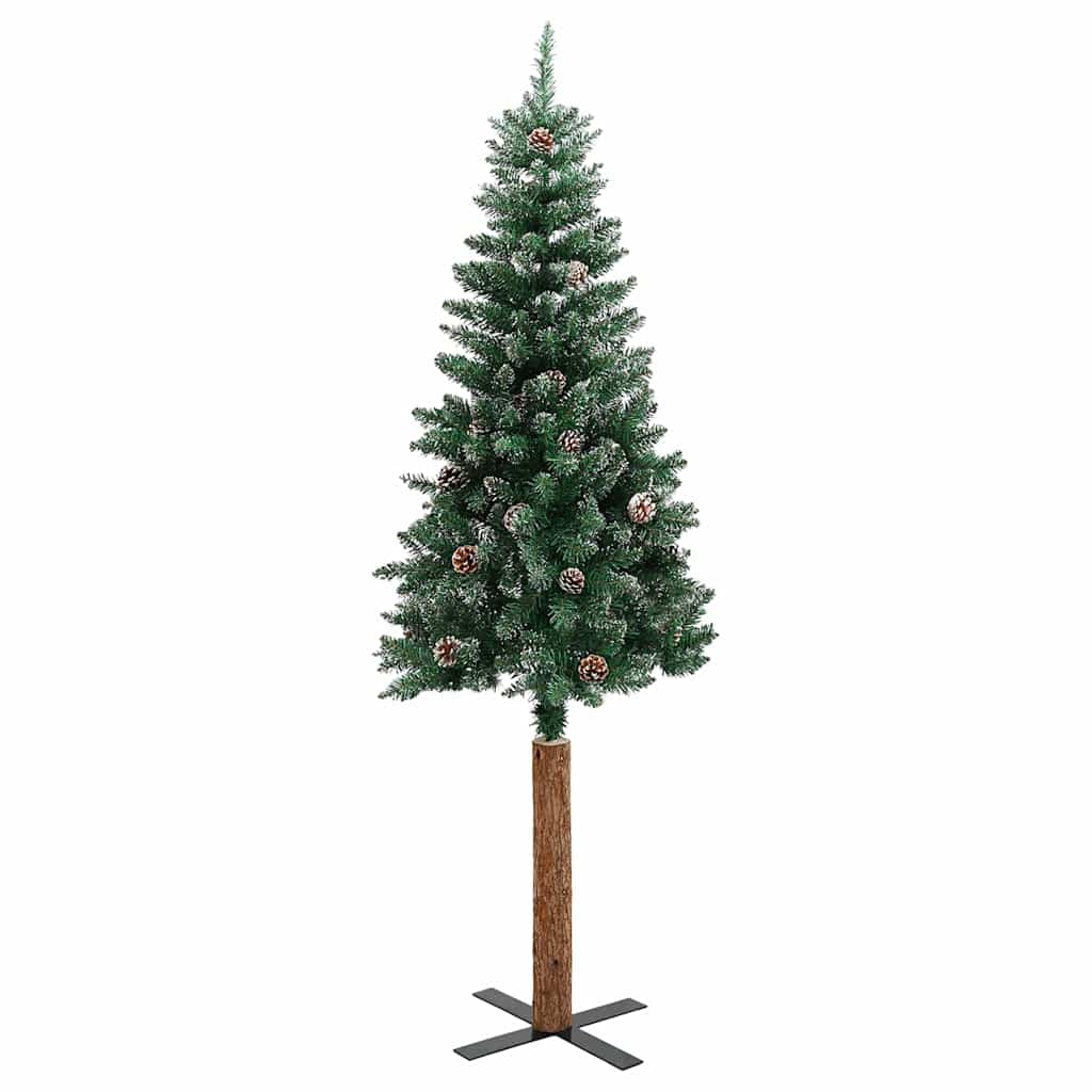 Tanko božićno drvce s pravim drvom i snijegom zeleno 210 cm