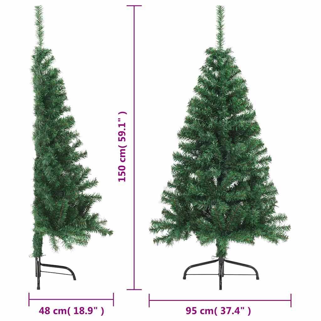 Umjetna polovica božićnog drvca sa stalkom zelena 150 cm PVC