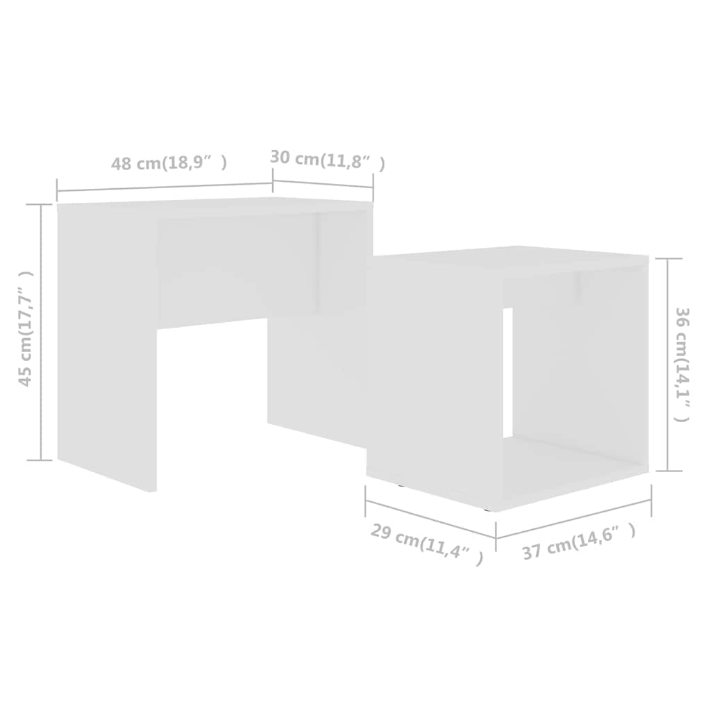 Set stolića za kavu bijeli 48 x 30 x 45 cm konstruirano drvo