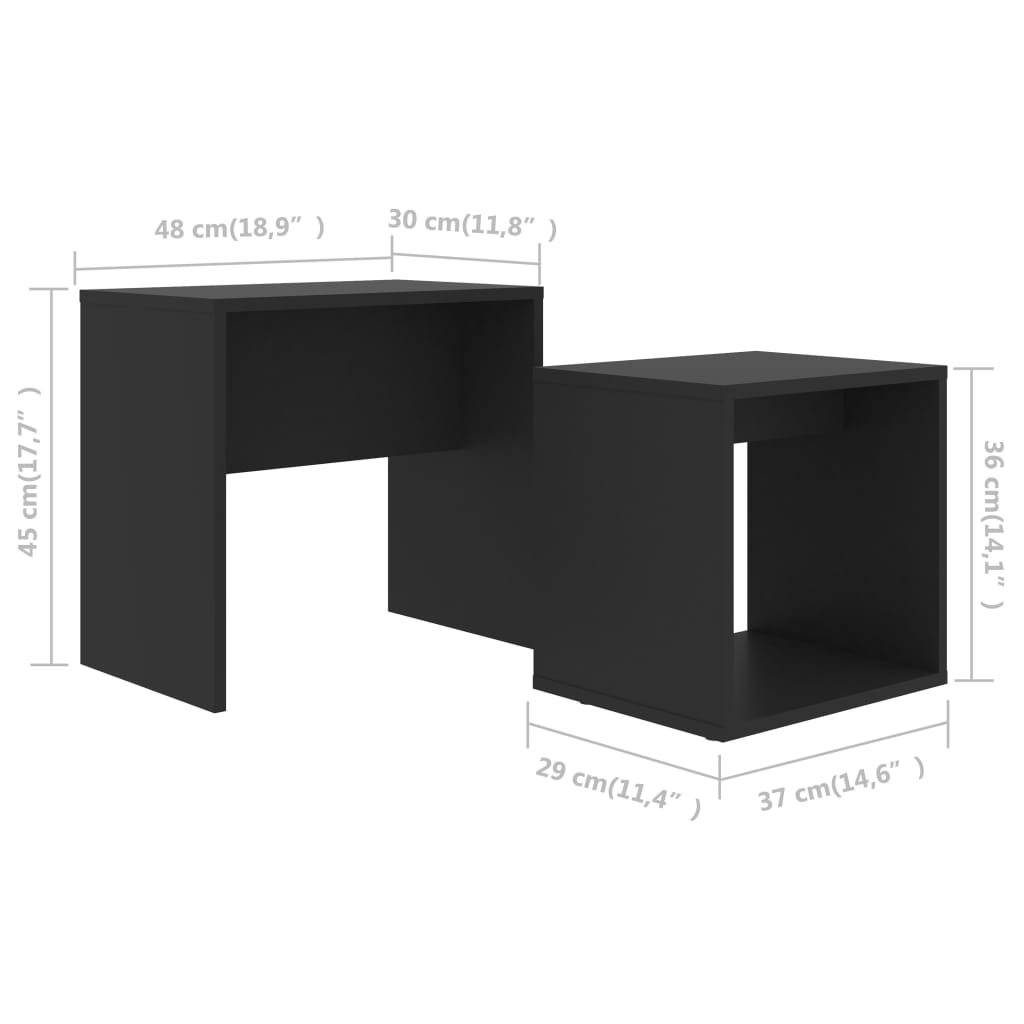 Set stolića za kavu crni 48 x 30 x 45 cm konstruirano drvo