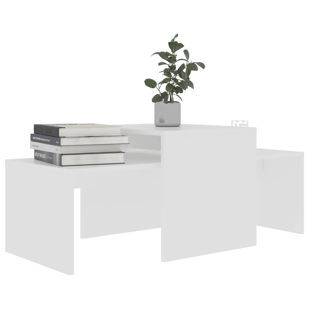 Set stolića za kavu bijeli 100 x 48 x 40 cm konstruirano drvo