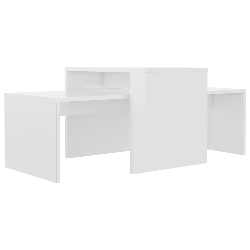 Set stolića za kavu visoki sjaj bijeli 100 x 48 x 40 cm drveni