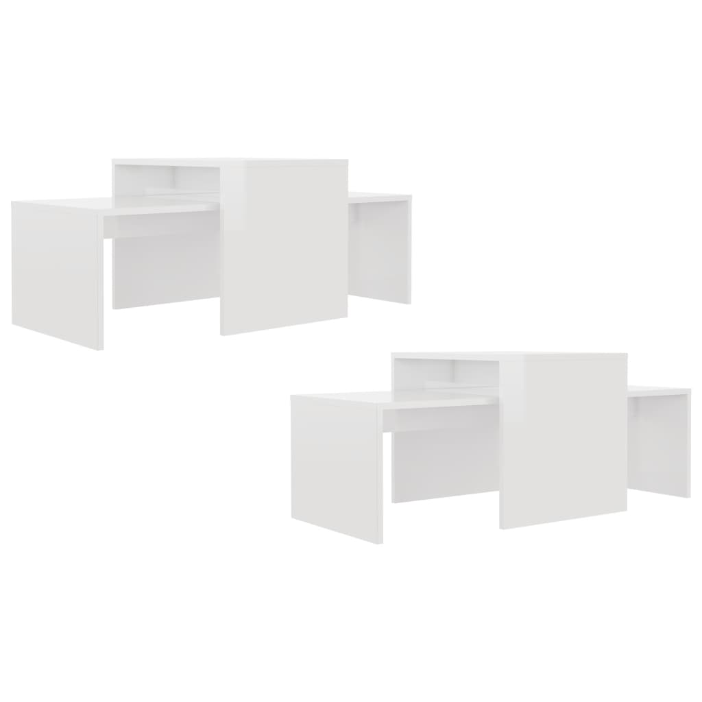 Set stolića za kavu visoki sjaj bijeli 100 x 48 x 40 cm drveni