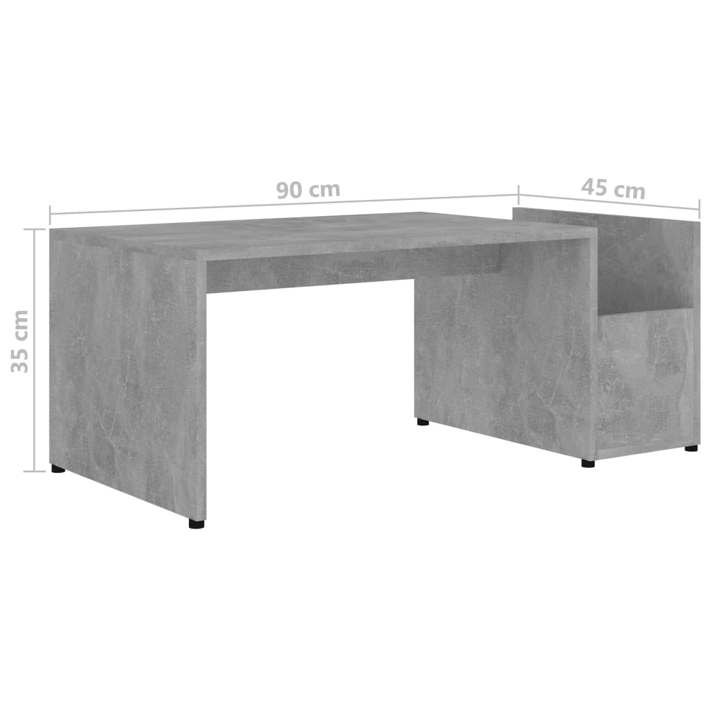 Stolić za kavu siva boja betona 90x45x35 cm konstruirano drvo