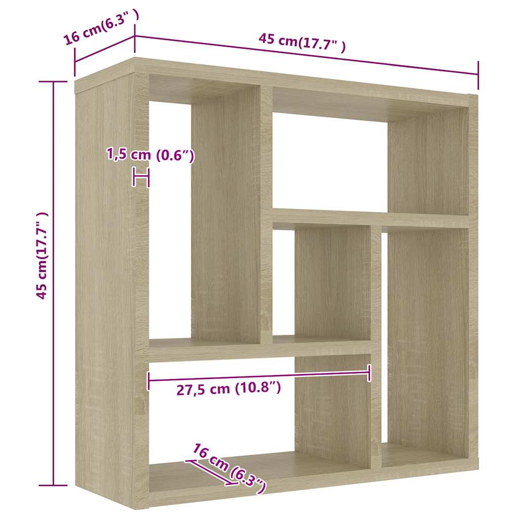 Zidna polica boja hrasta 45,1 x 16 x 45,1 cm konstruirano drvo
