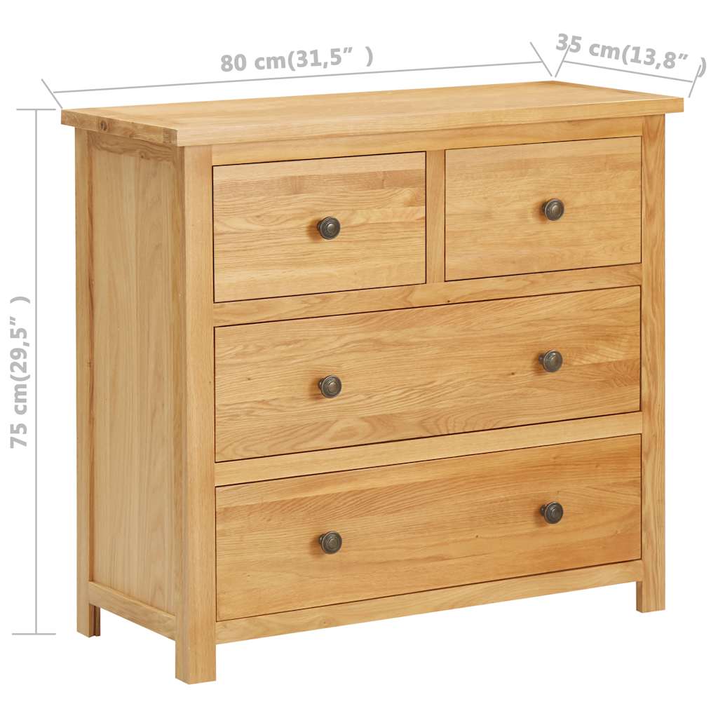 Komoda s ladicama 80 x 35 x 75 cm od masivne hrastovine