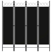 Sobna pregrada s 4 panela crna 160 x 180 cm