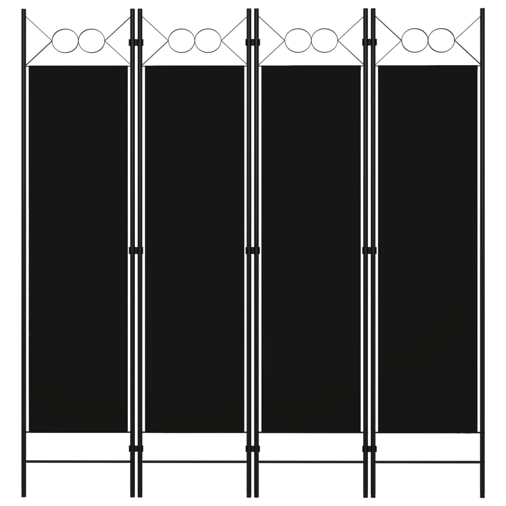 Sobna pregrada s 4 panela crna 160 x 180 cm